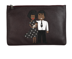 Dolce & Gabbana DG Family Zipped Pouch, Leather, Burgund, MII, 3*